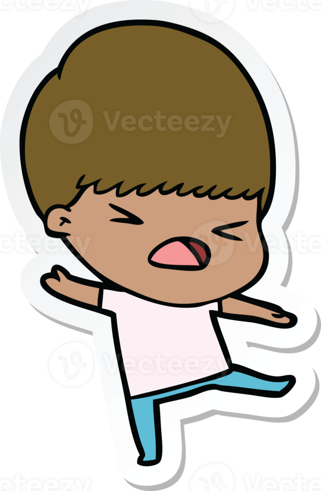sticker of a cartoon stressed man png