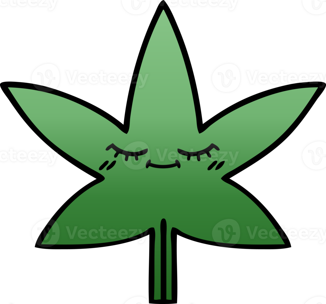 gradient shaded cartoon of a marijuana leaf png