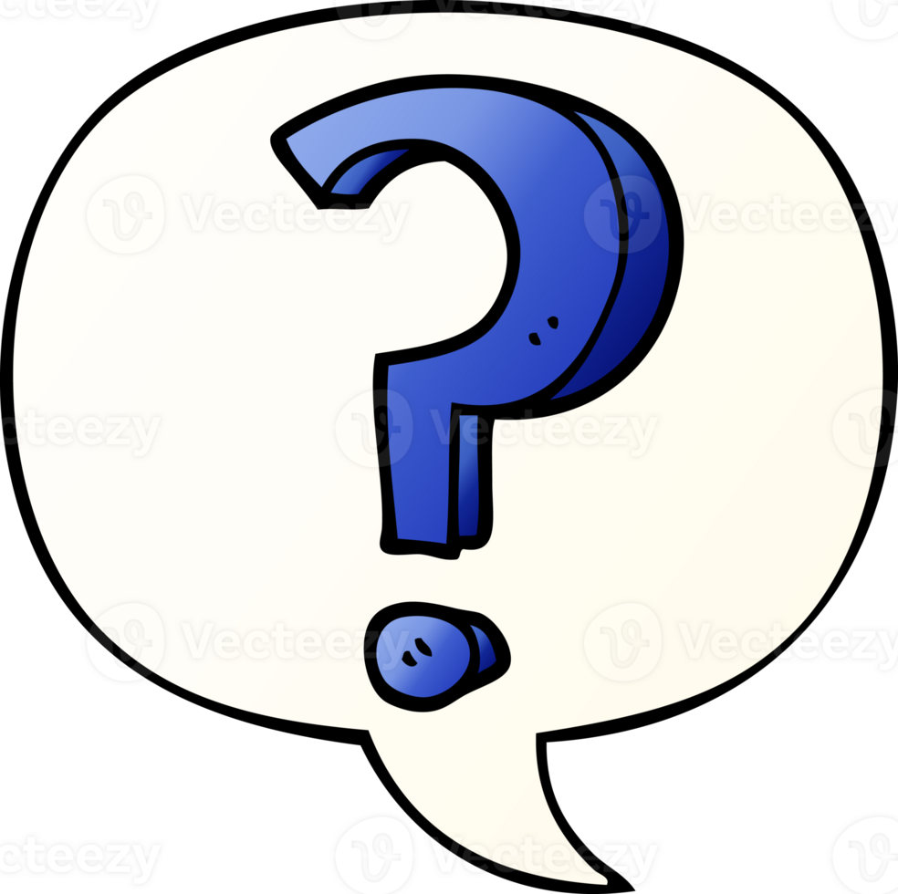 cartoon question mark with speech bubble in smooth gradient style png