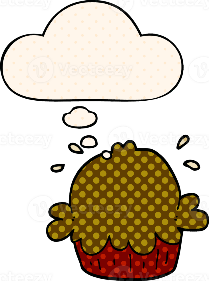cute cartoon pie with thought bubble in comic book style png