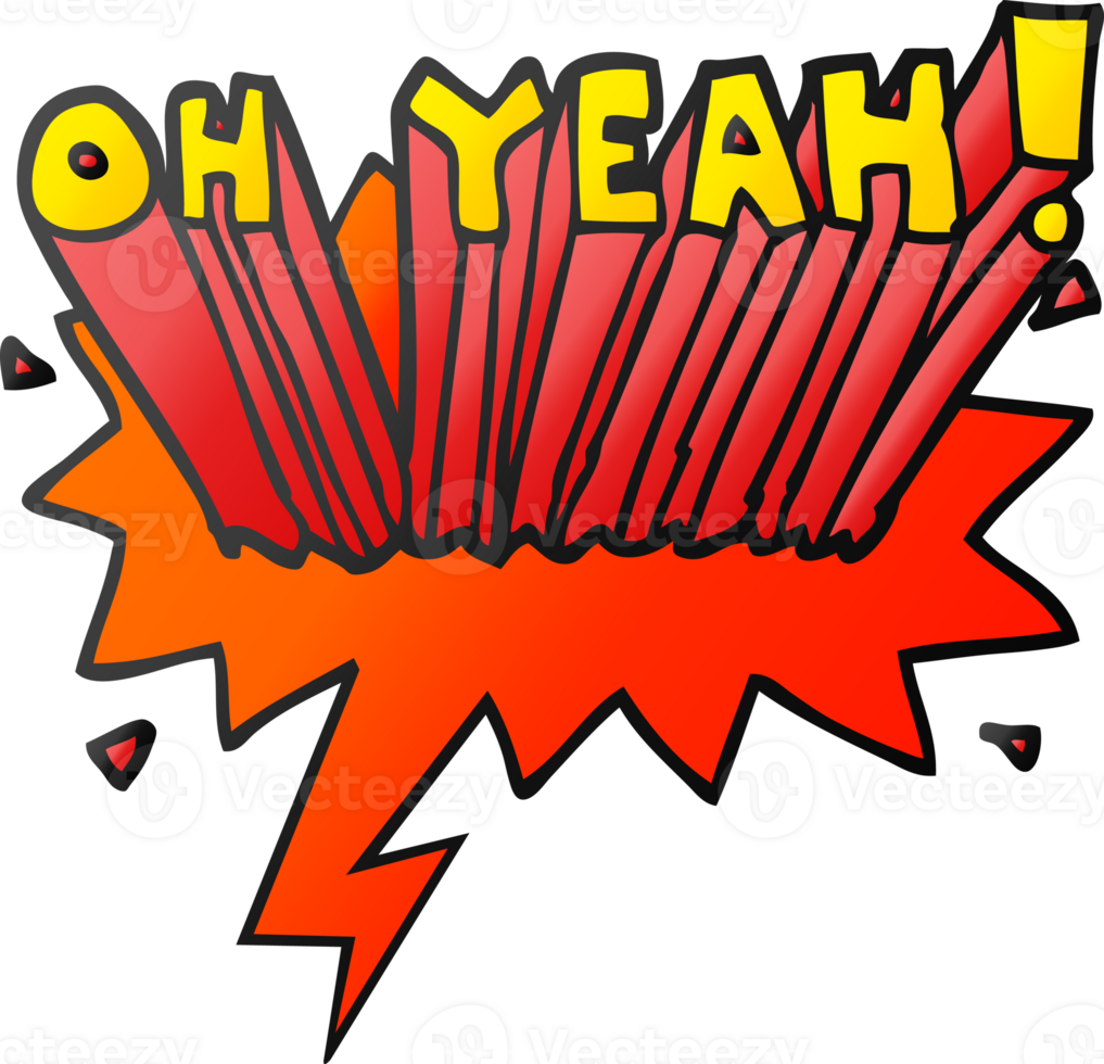 cartoon text Oh Yeah with speech bubble in smooth gradient style png