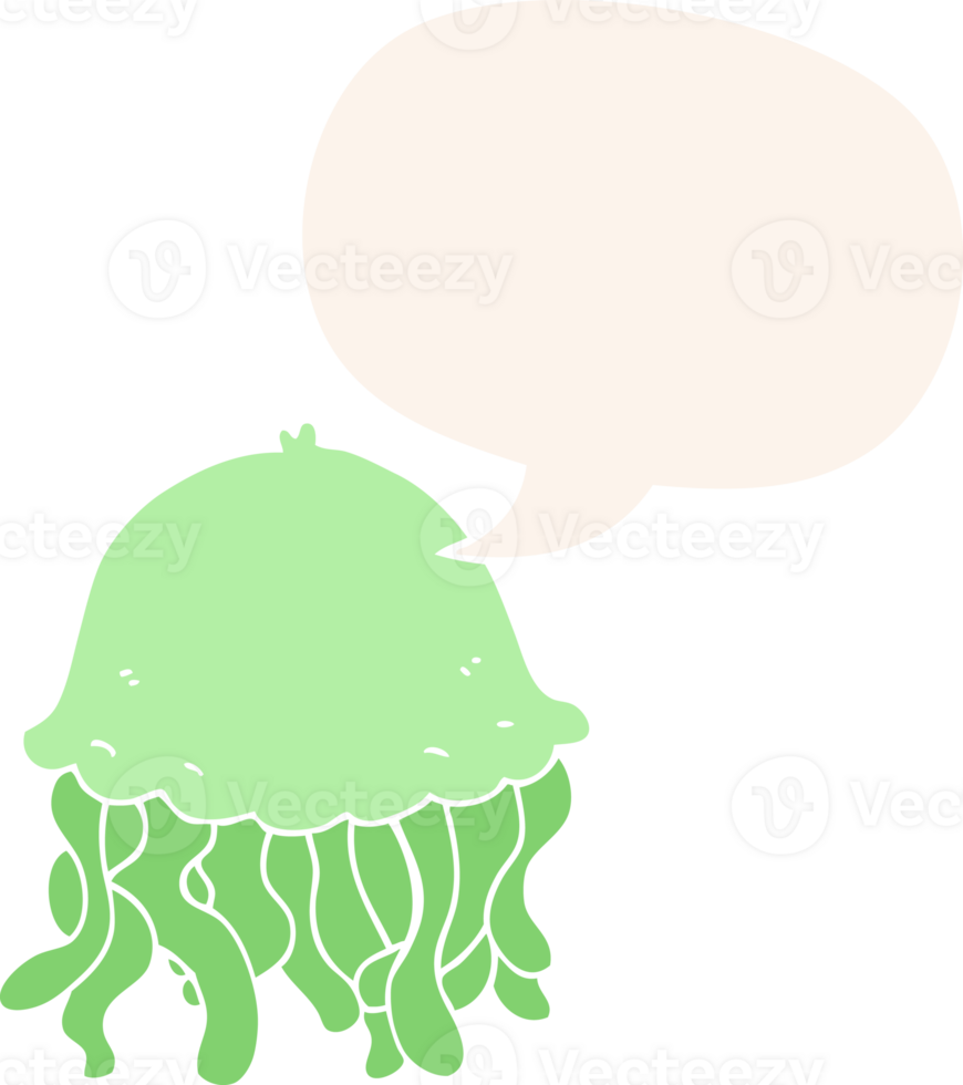 cartoon jellyfish with speech bubble in retro style png