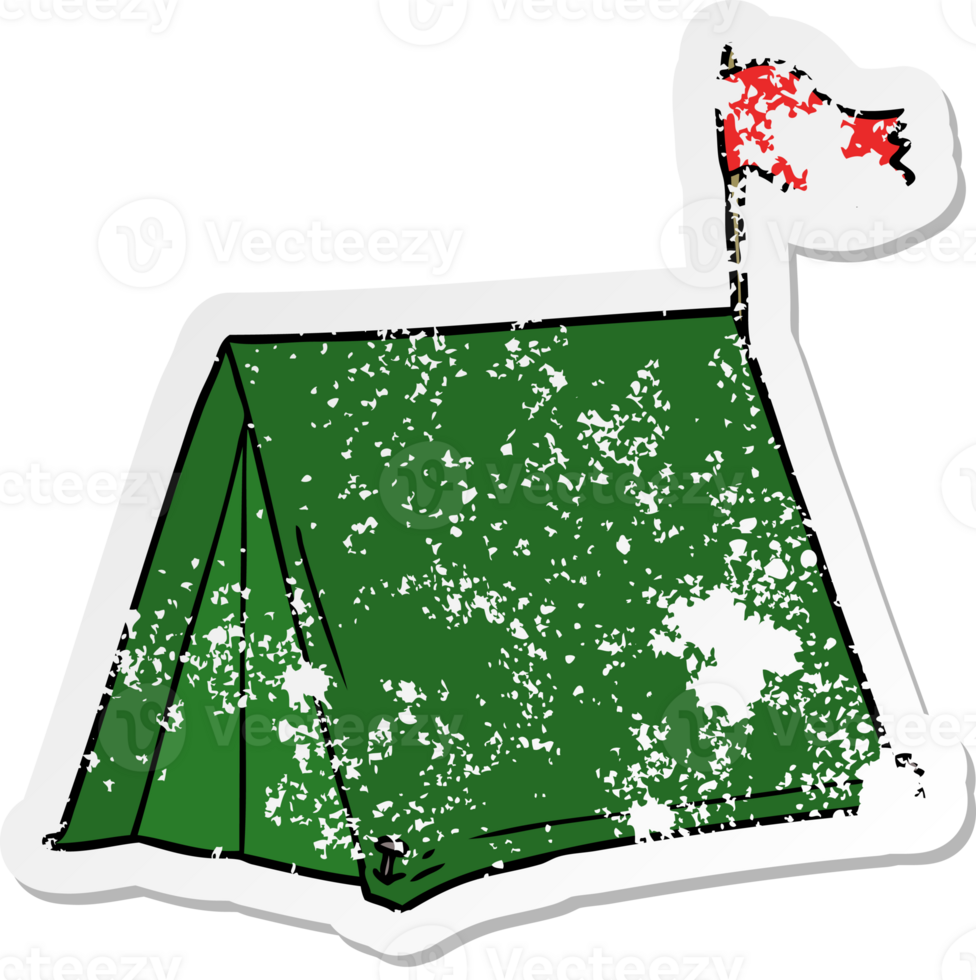 distressed sticker of a cartoon tent png