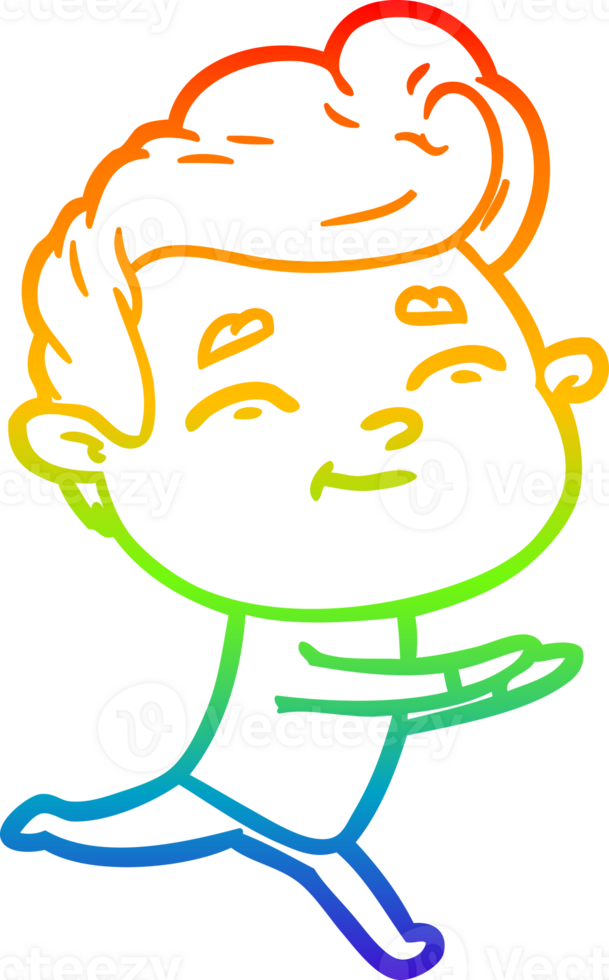 rainbow gradient line drawing of a running cartoon man png