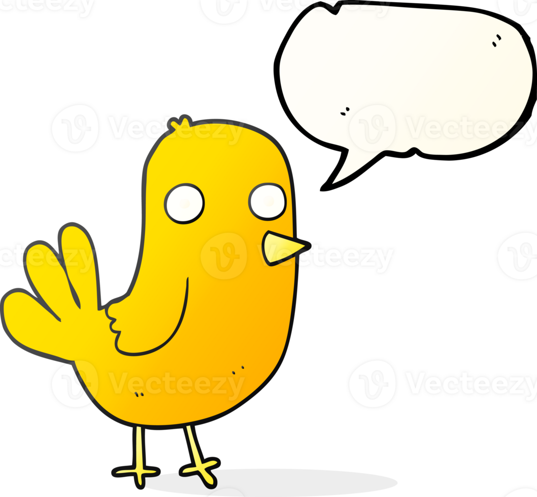 hand drawn speech bubble cartoon bird png