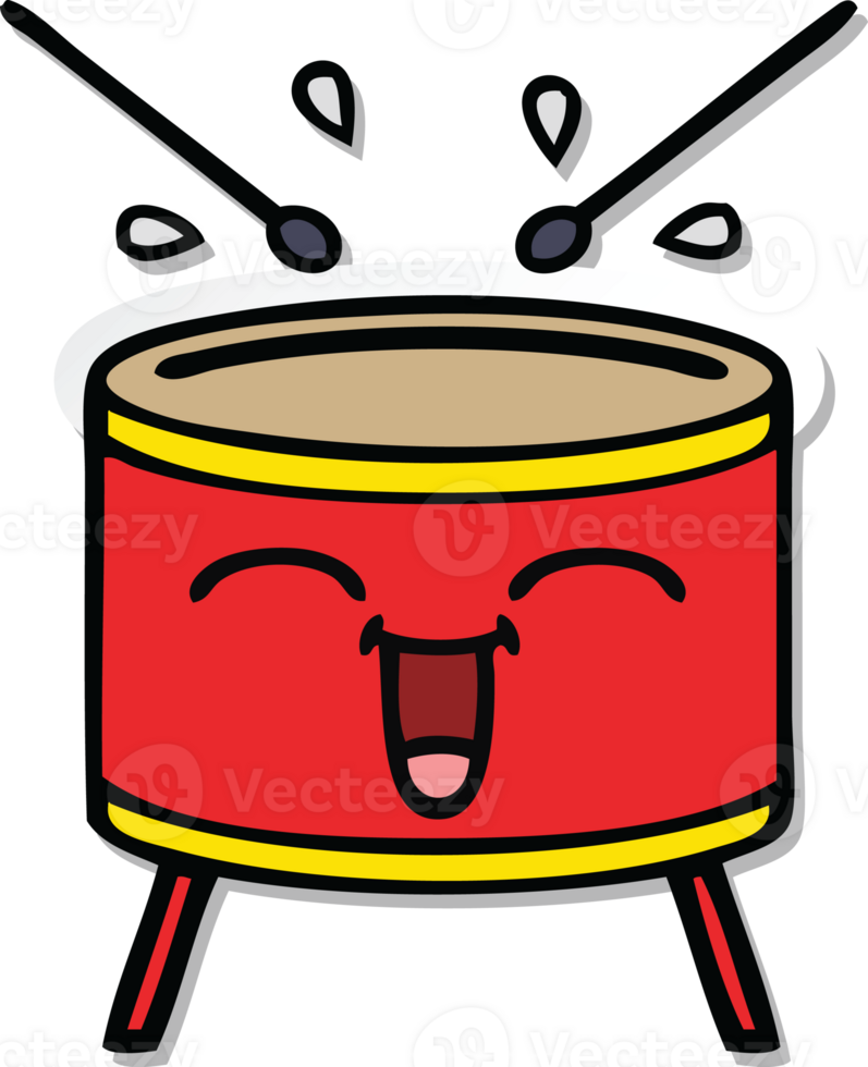 sticker of a cute cartoon happy drum png