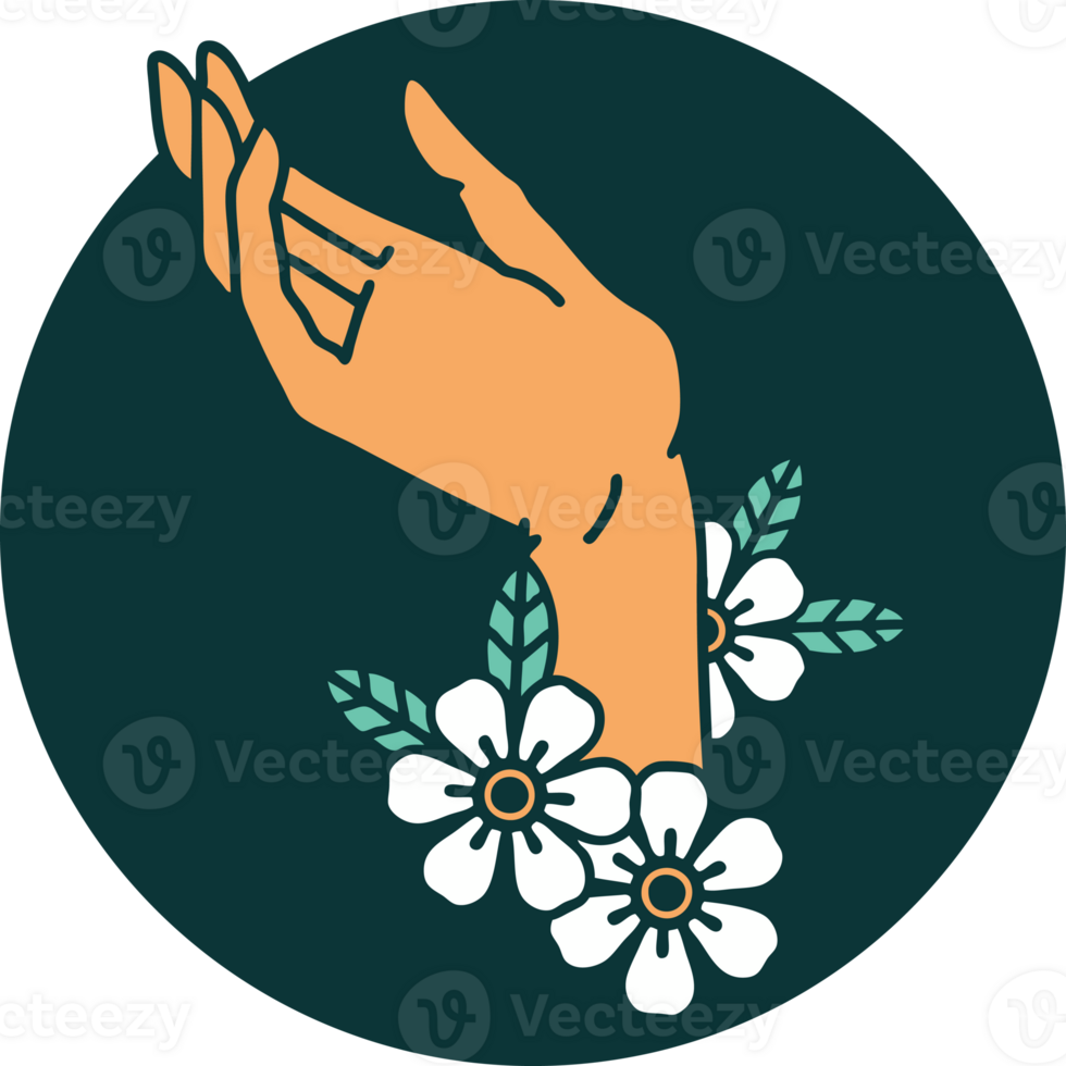 iconic tattoo style image of a hand png