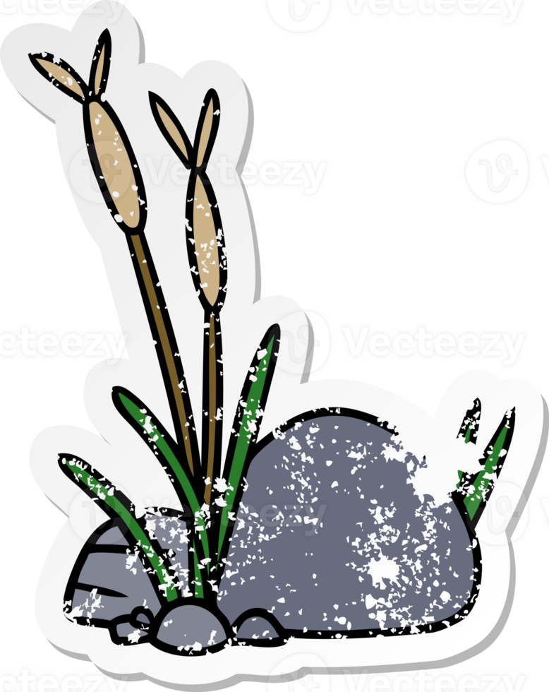 hand drawn distressed sticker cartoon doodle of stone and pebbles png