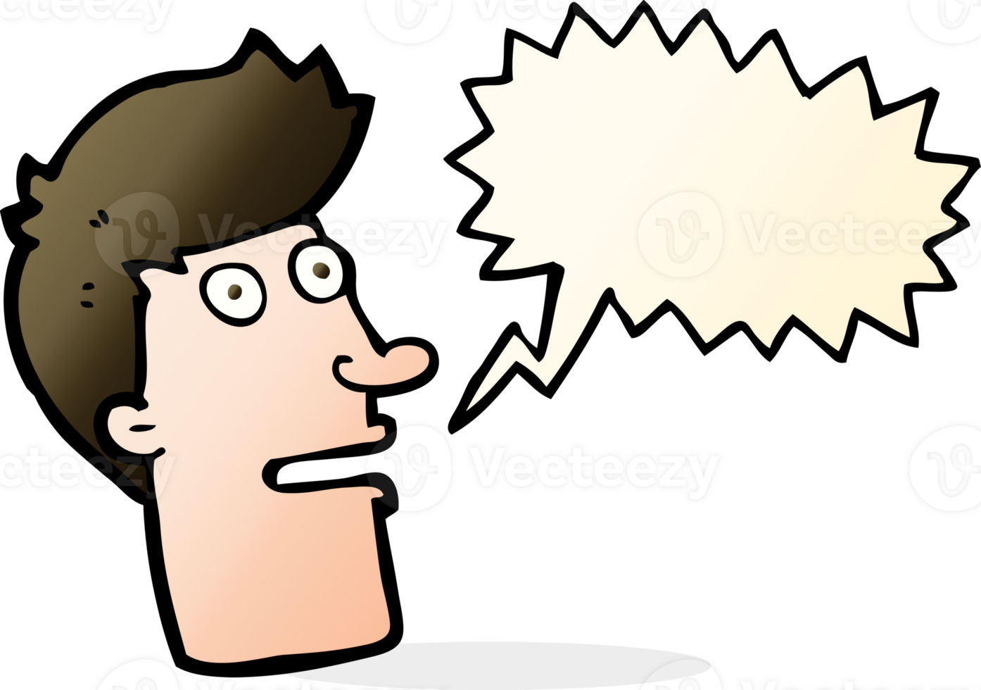 cartoon shocked male face with speech bubble png