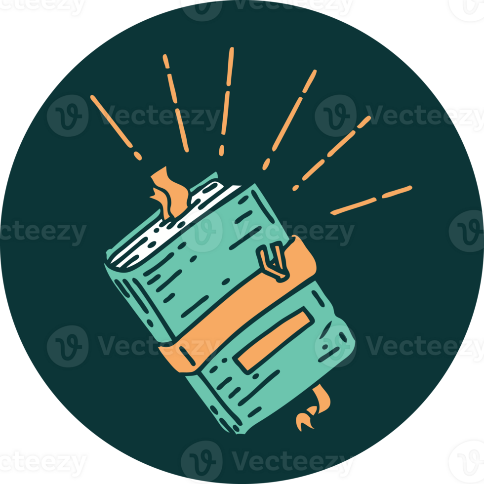 icon of a tattoo style old bound notebook png