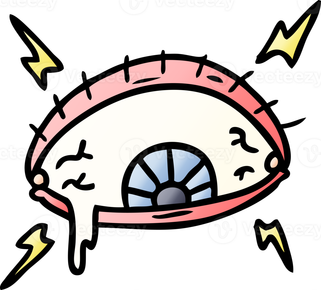 hand drawn gradient cartoon doodle of an enraged eye png