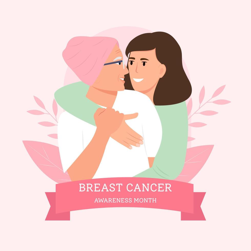 pecho cáncer conciencia. mujer con rosado cinta. rosado octubre mes hembra cuidado de la salud Campaña solidaridad web modelo diseño. vector
