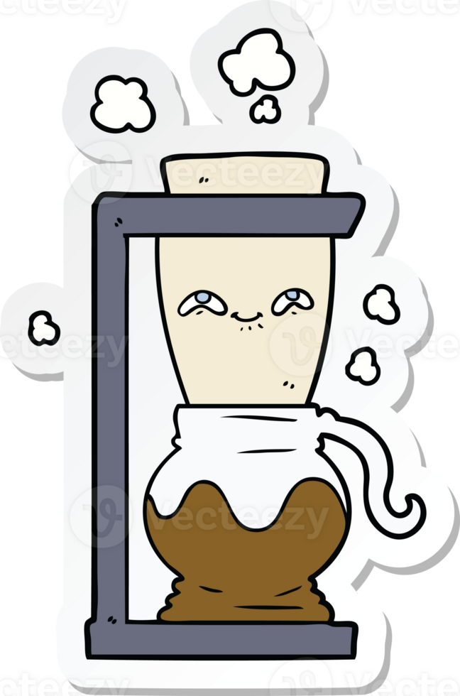 sticker of a happy cartoon coffee pot png