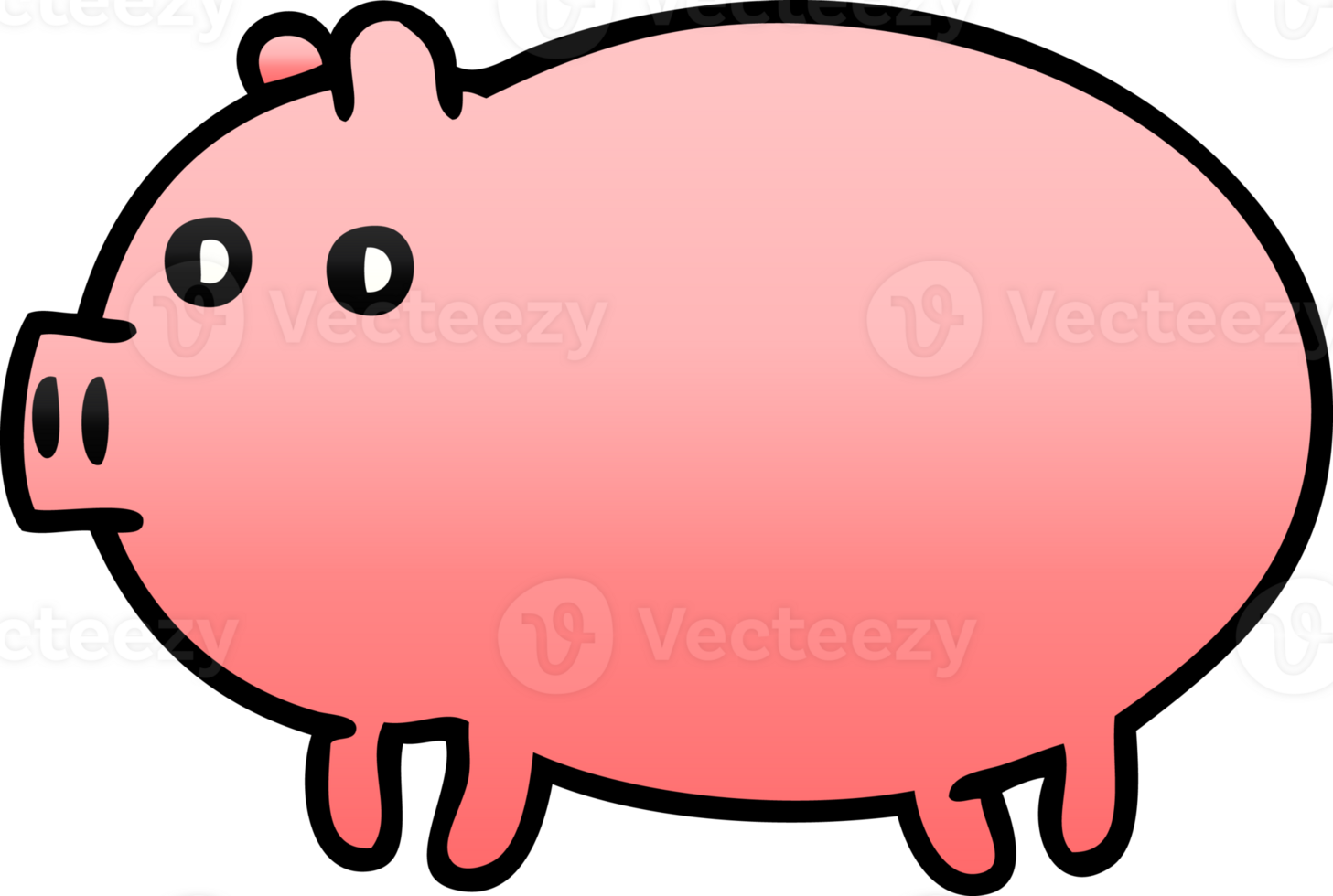 gradient shaded cartoon of a fat pig png