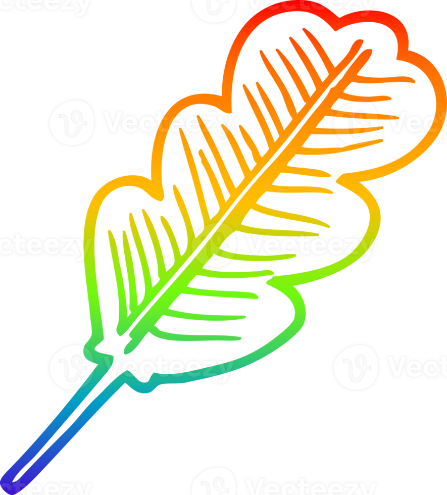 rainbow gradient line drawing of a cartoon fallen leaf png
