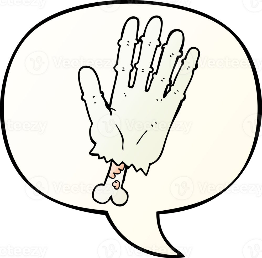 cartoon zombie hand with speech bubble in smooth gradient style png