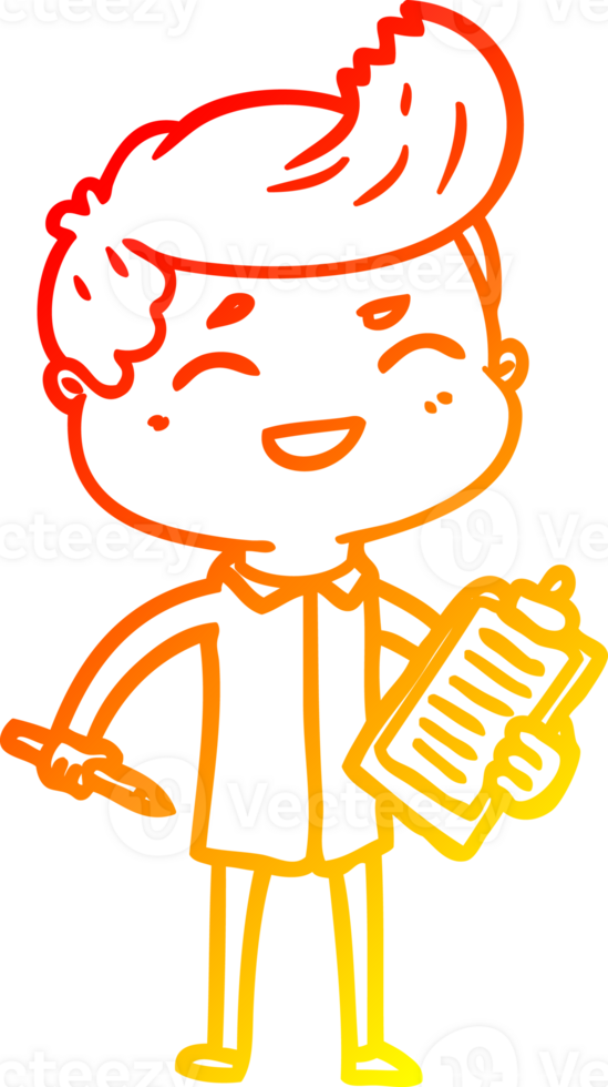 warm gradient line drawing of a cartoon laughing salesman png