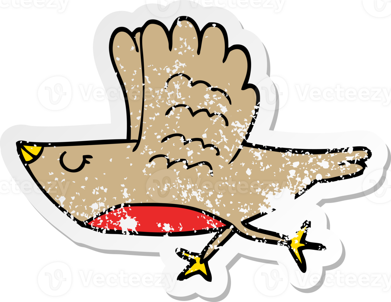 distressed sticker of a cartoon bird png