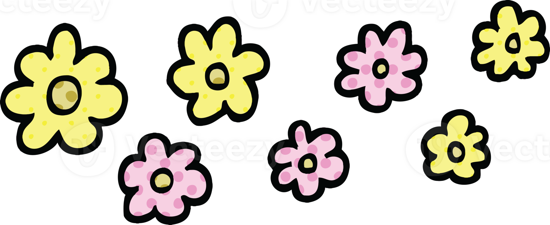 comic book style cartoon decorative flowers png