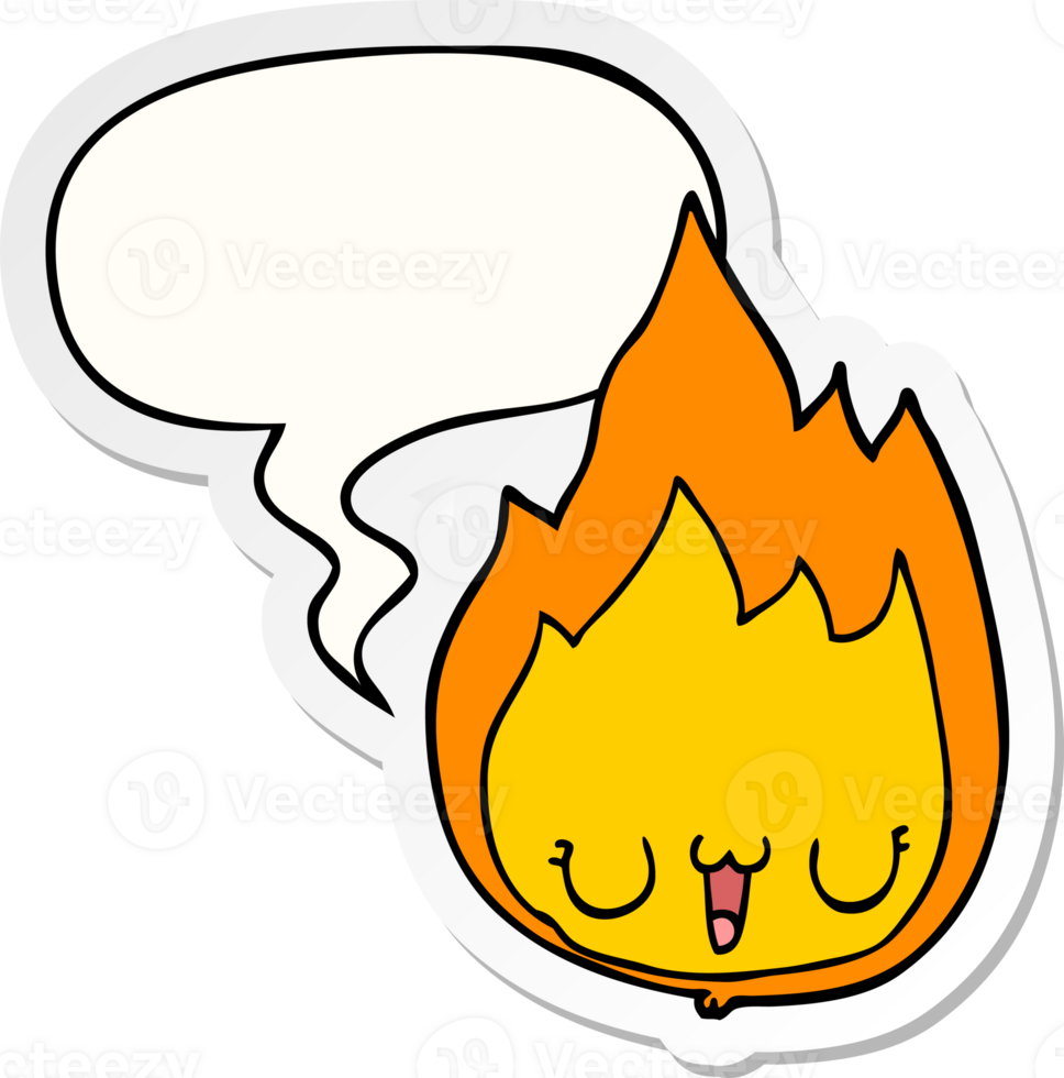 cartoon flame with face with speech bubble sticker png