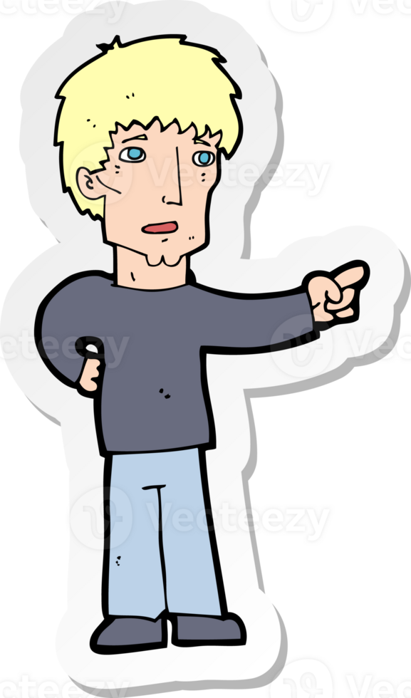 sticker of a cartoon pointing man png