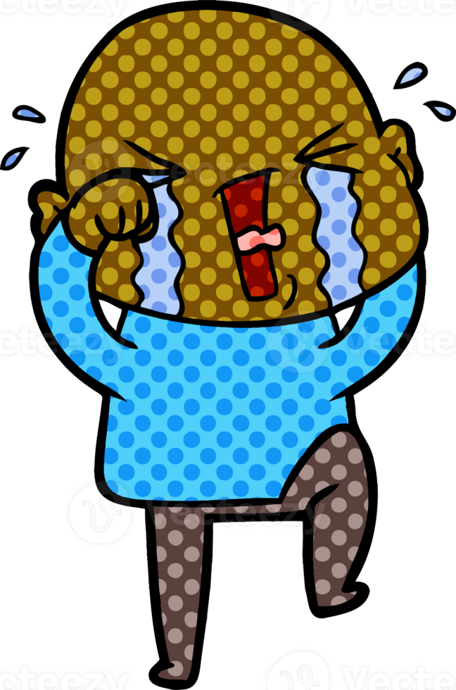 cartoon crying bald man png