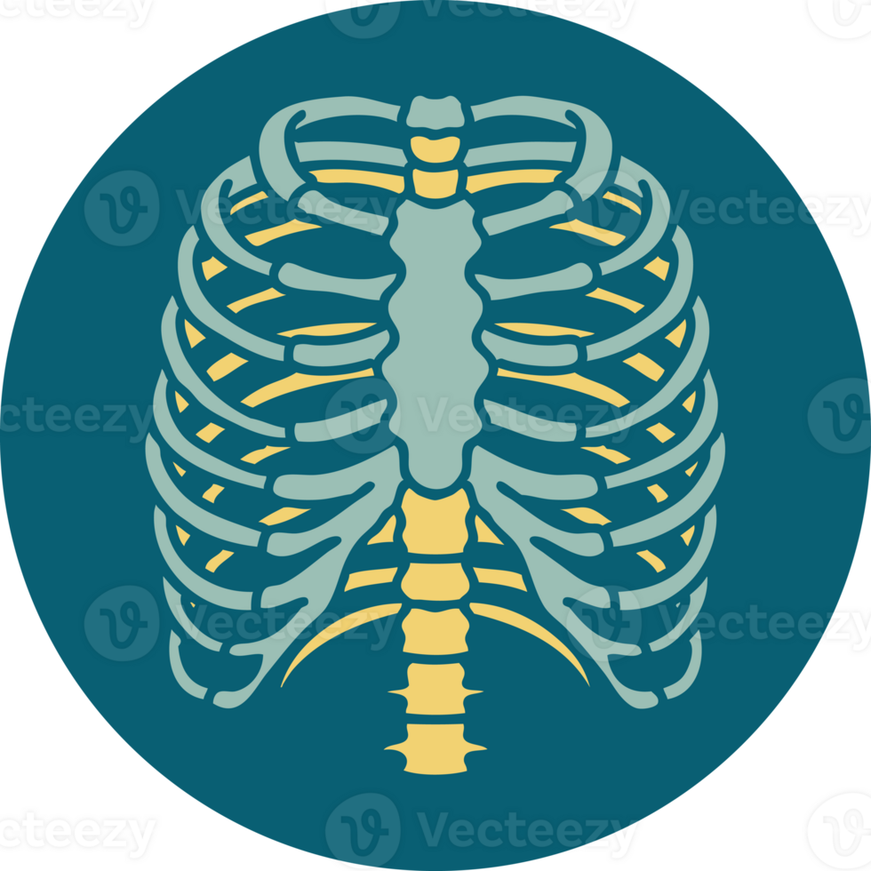 iconic tattoo style image of a rib cage png