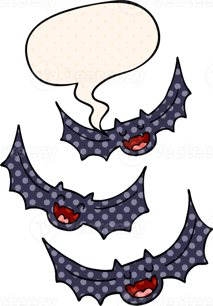 cartoon vampire bats with speech bubble in comic book style png