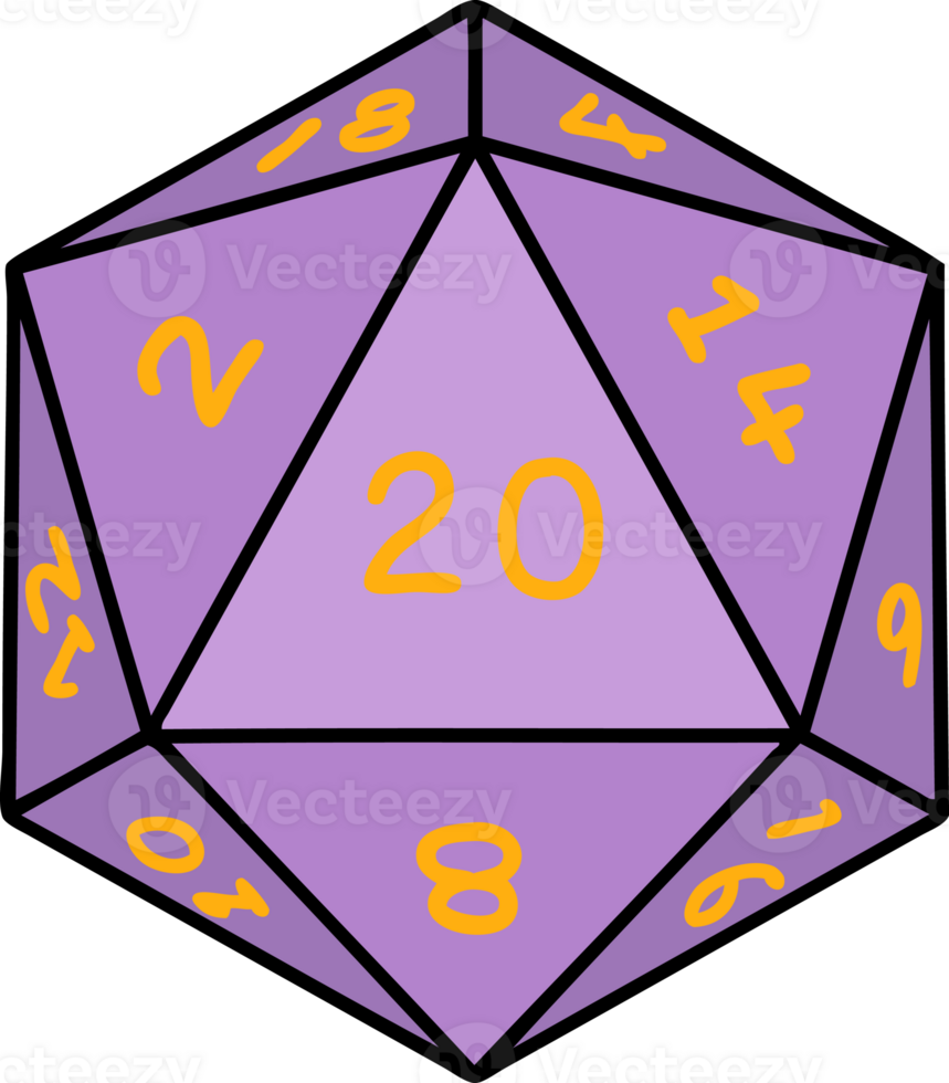 Retro Tattoo Style natural 20 D20 dice roll png