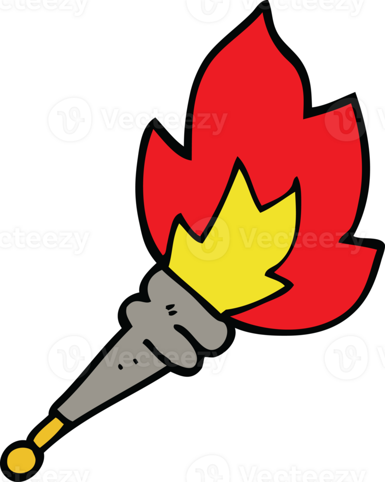 cartoon doodle flaming torch png