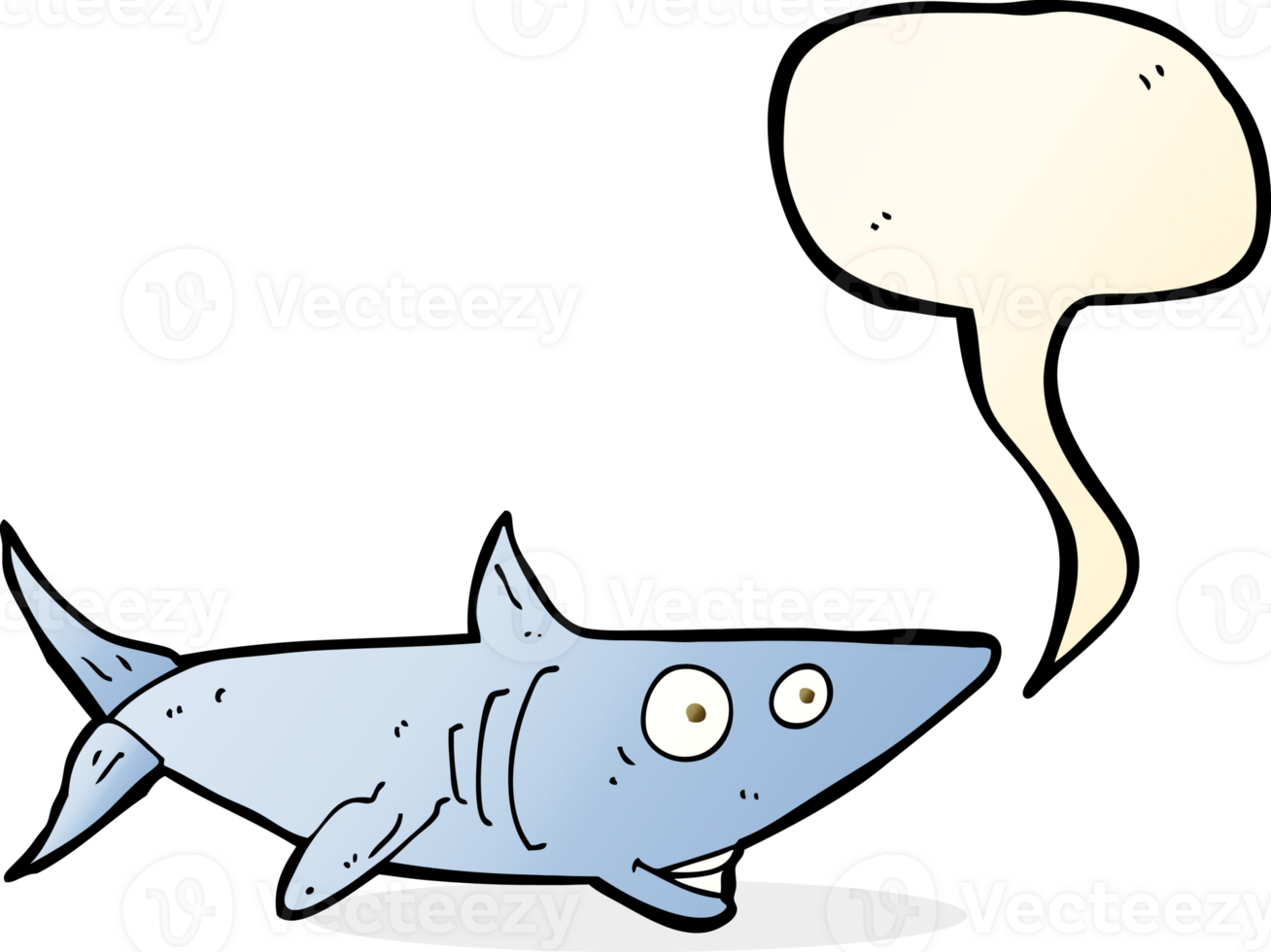 cartoon happy shark with speech bubble png
