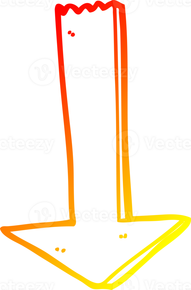 warm gradient line drawing of a cartoon pointing arrow png