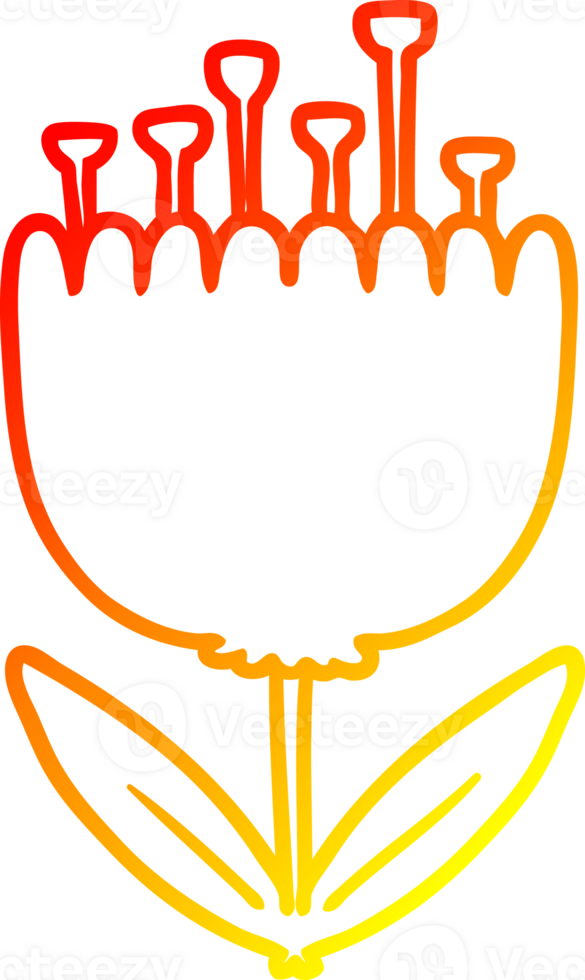 warm gradient line drawing of a cartoon flower png
