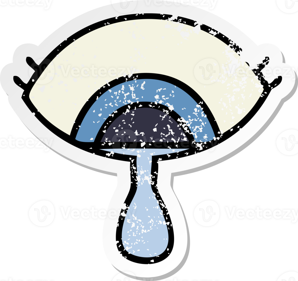 distressed sticker of a cute cartoon crying eye png