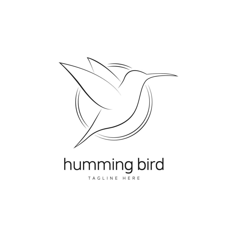 Modern black and white simple abstract Hummingbird lines isolated white background vector