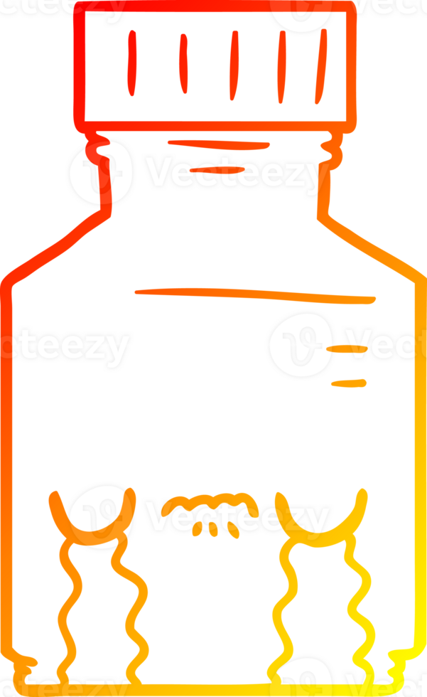 warm gradient line drawing of a cartoon pill jar png