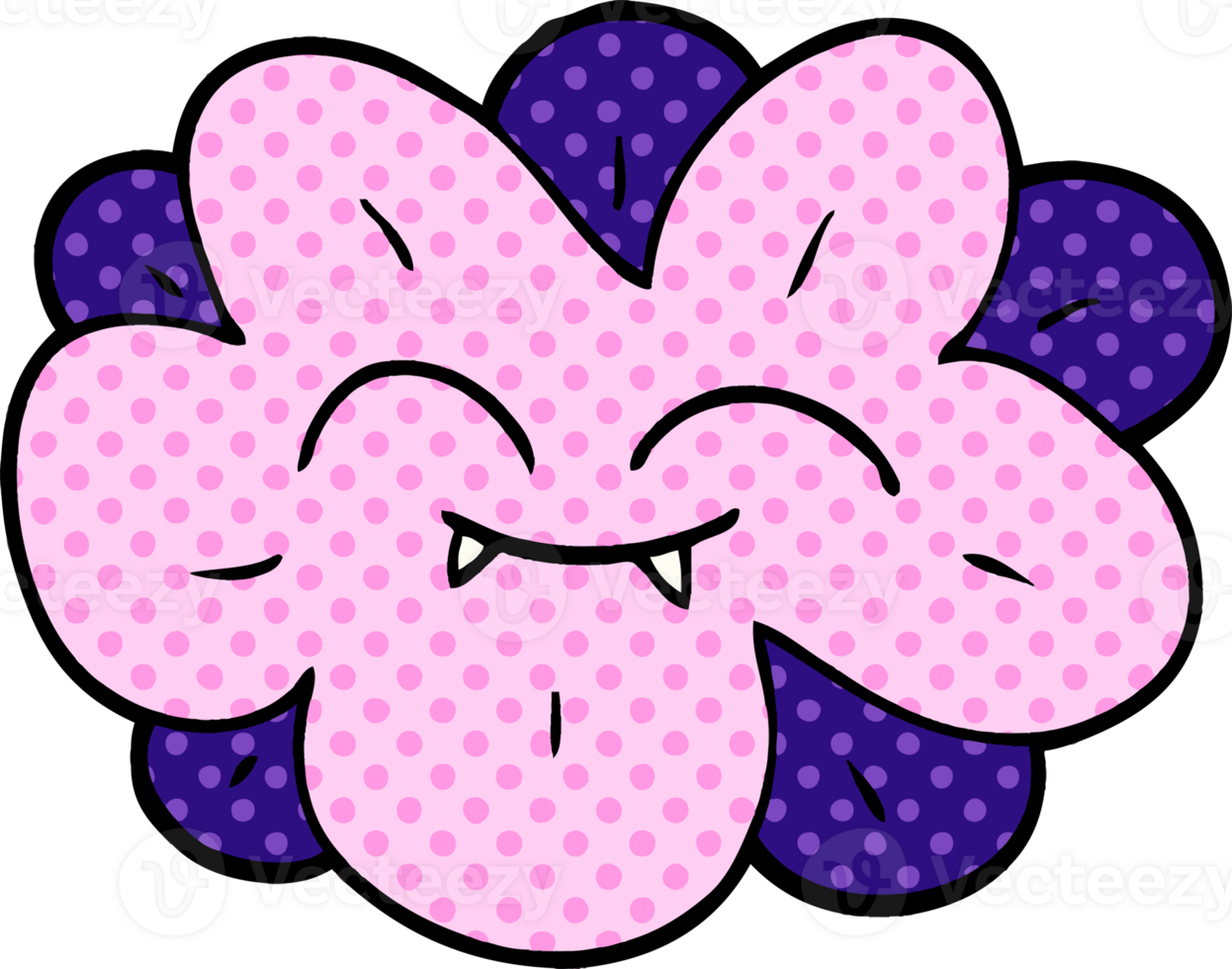 cartoon doodle flower with fangs png