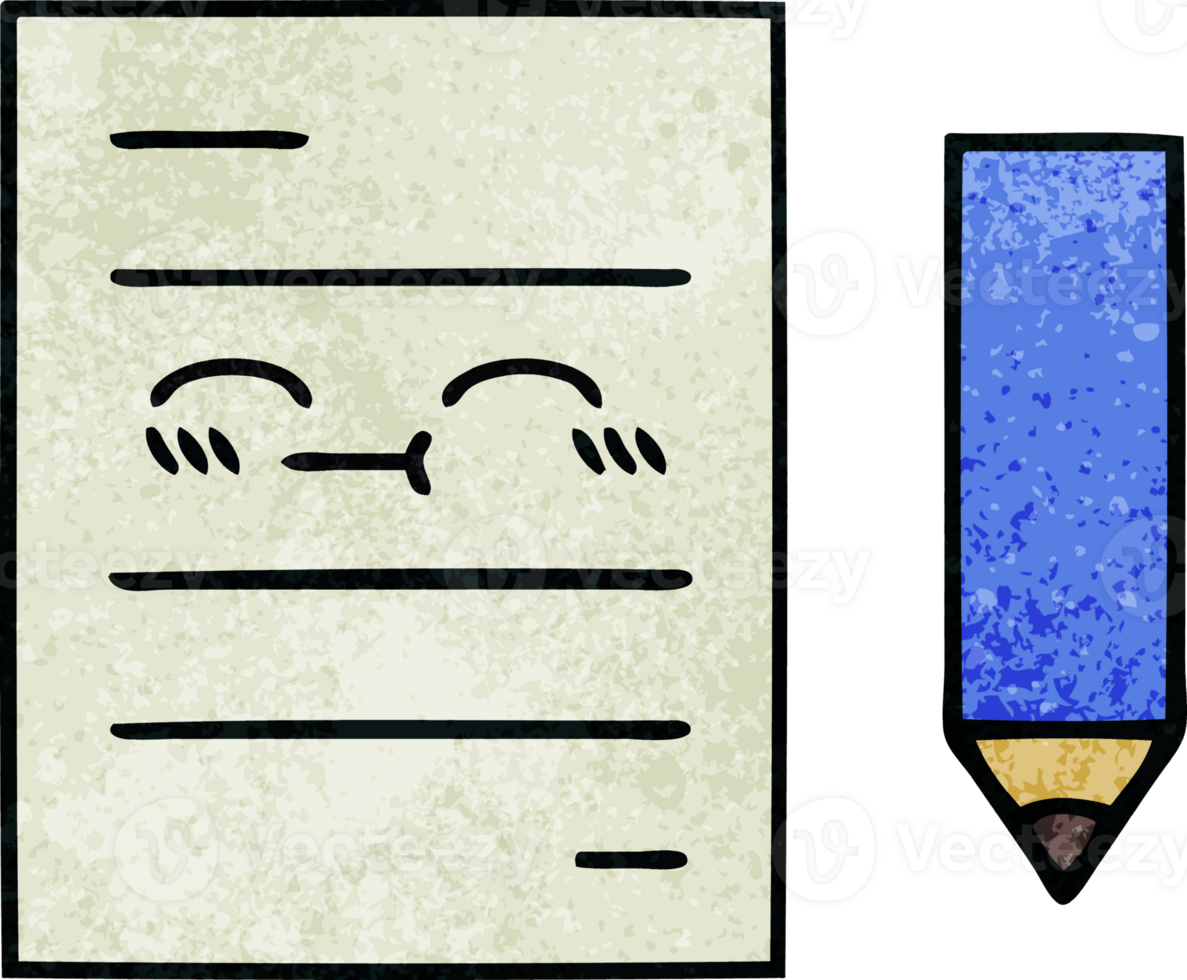 retro grunge texture cartoon of a test paper png