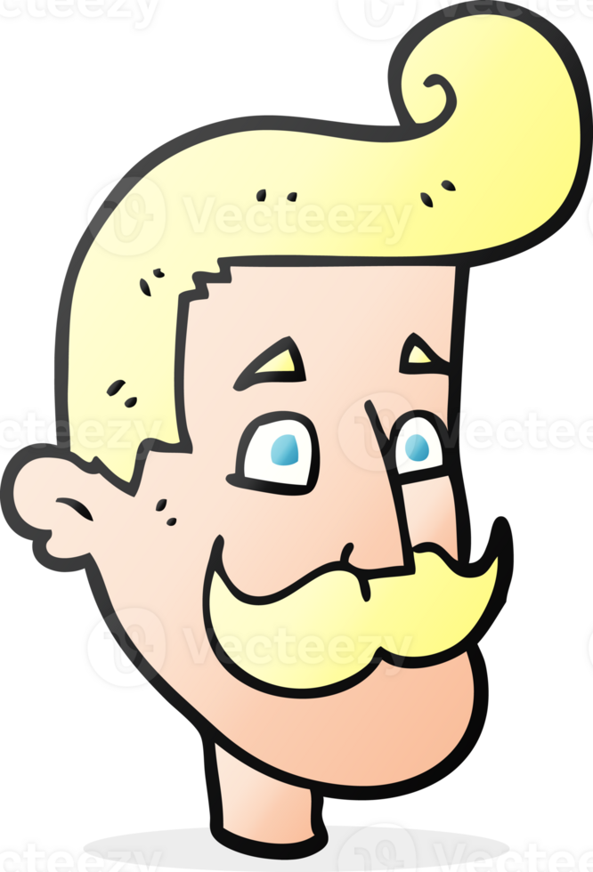hand drawn cartoon man with mustache png