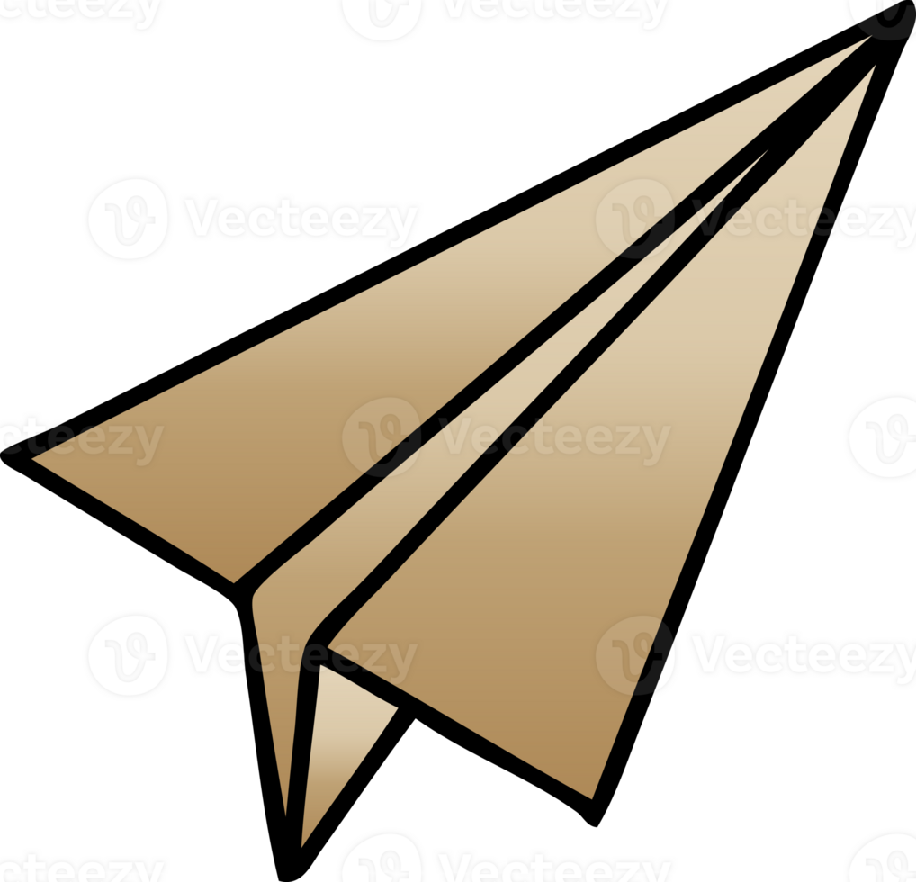 gradient shaded cartoon of a paper aeroplane png