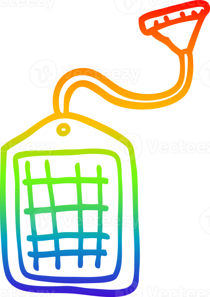 rainbow gradient line drawing of a cartoon drawstring tea bag png