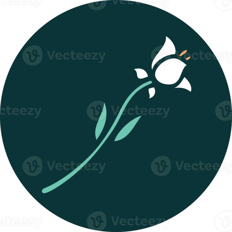 iconic tattoo style image of a lily png