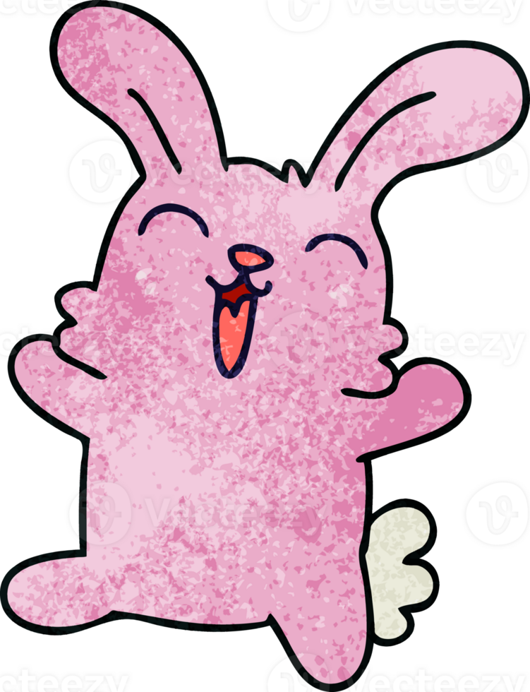 hand drawn quirky cartoon rabbit png