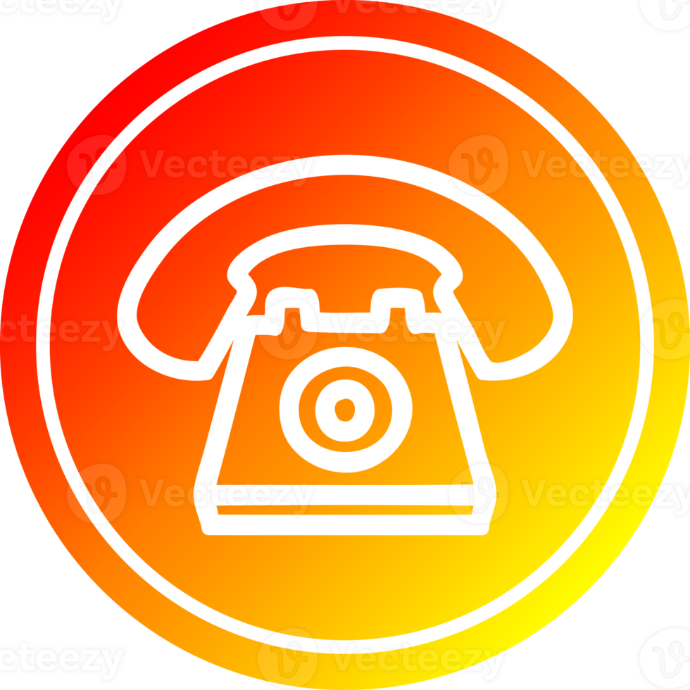 old telephone circular icon with warm gradient finish png