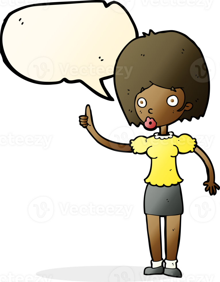 cartoon woman with idea with speech bubble png
