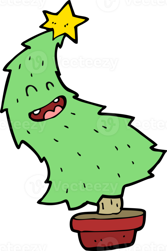 cartoon dancing christmas tree png