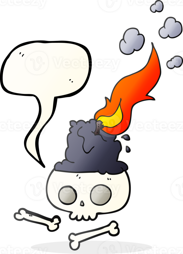 hand drawn speech bubble cartoon burning candle on skull png