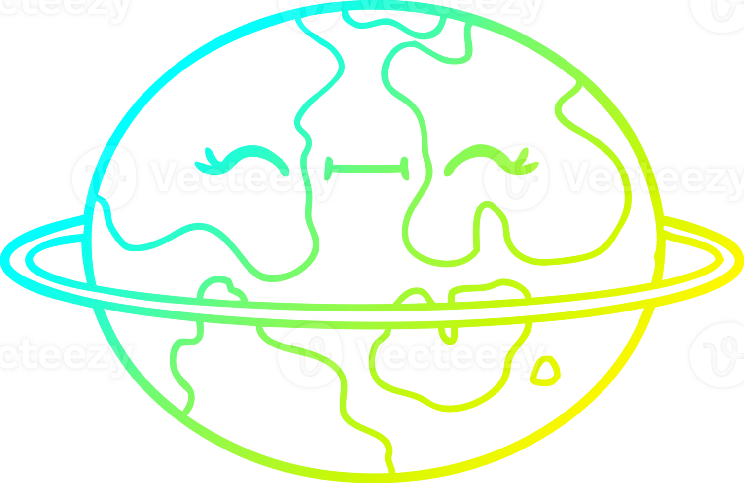 cold gradient line drawing of a cartoon habitable alien planet png