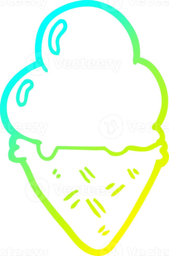 cold gradient line drawing of a cartoon ice cream png