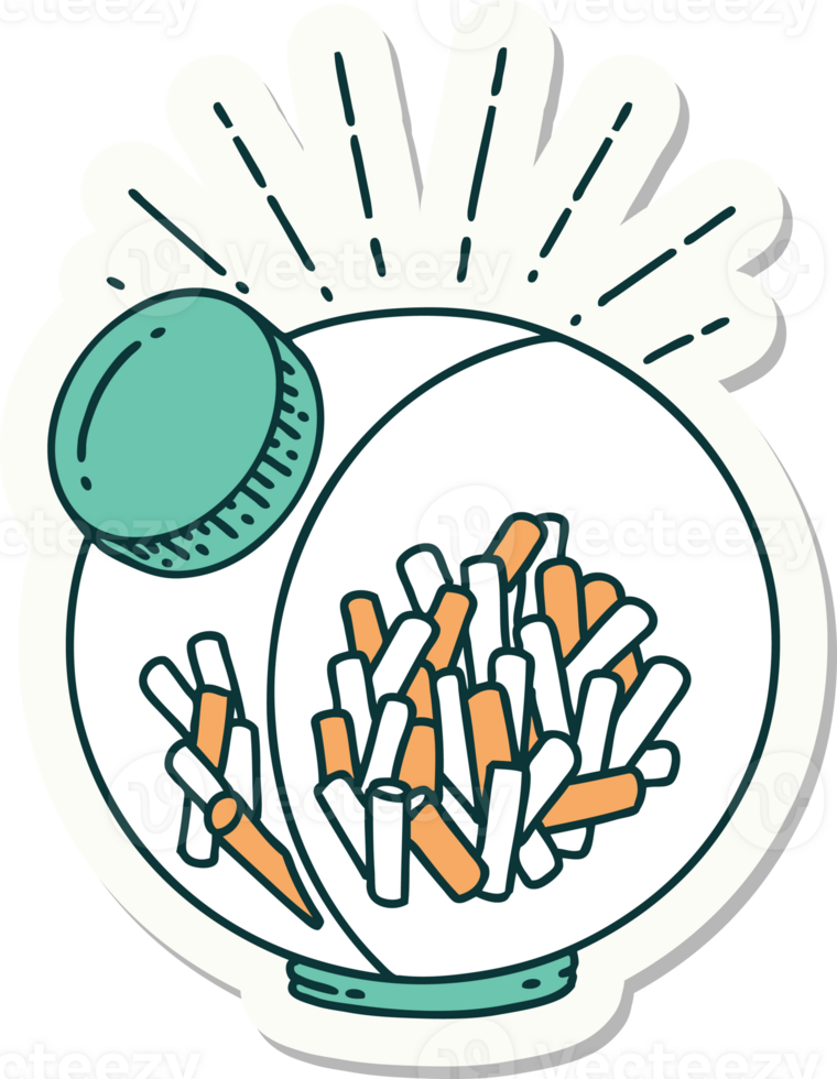 sticker of a tattoo style jar of candy png